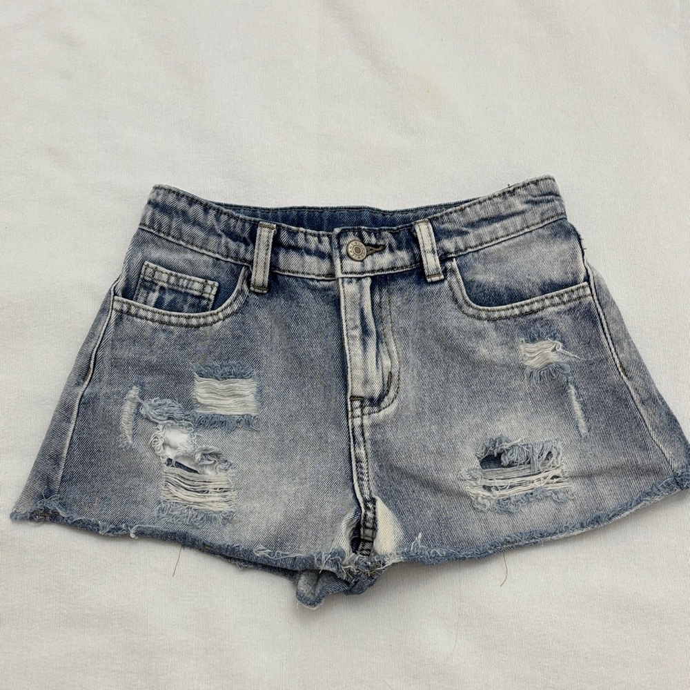 Distressed Denim Girls Shorts